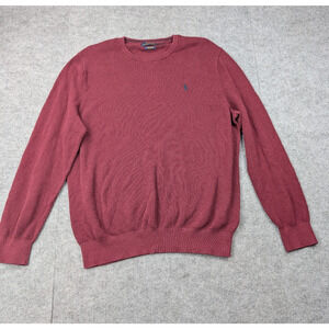 Ralph Lauren Crew Neck Sweater Mens XL Burgundy Red Pima Cotton Knit Pullover